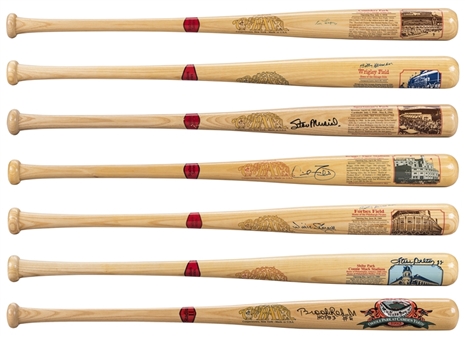 Lot of (7) Cooperstown Co. Bats Stadium Series With 12 Total Signatures Including Robinson, Banks & Musial (JSA)